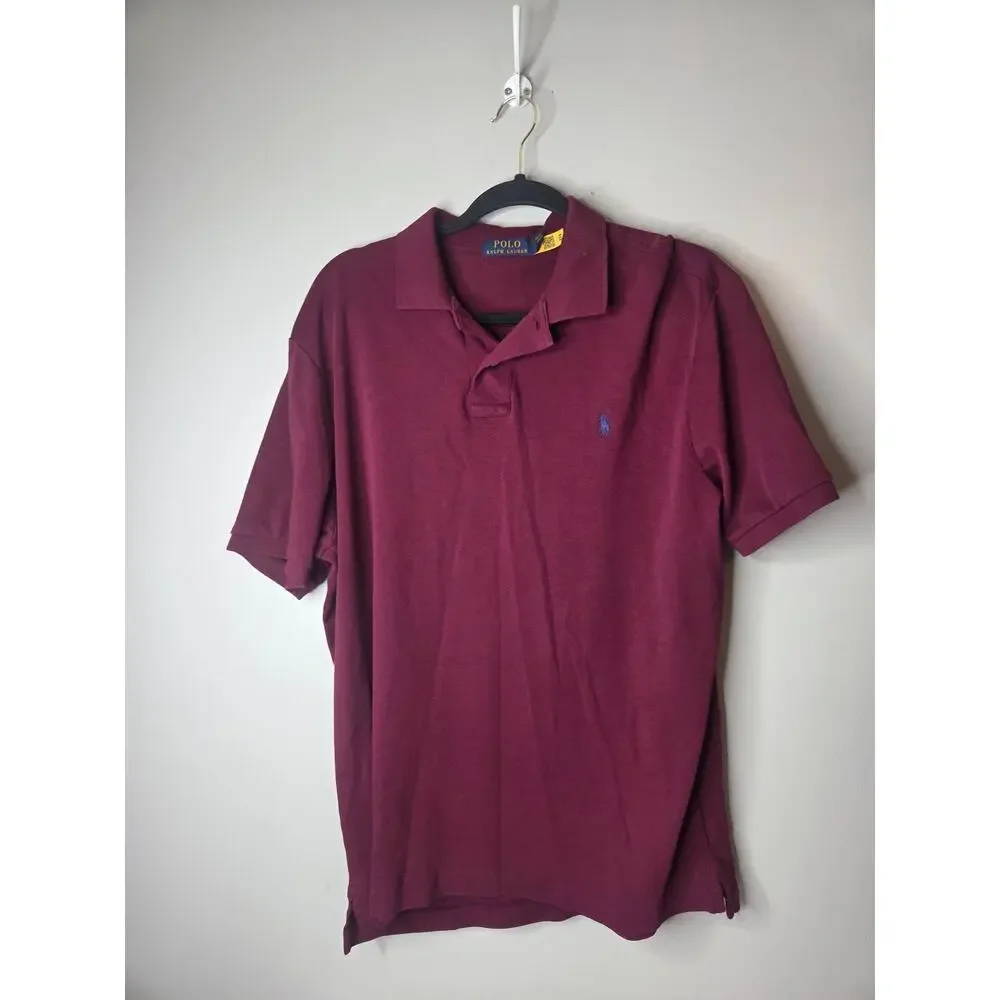 Polo Ralph Lauren Men’s Large Maroon Banded Short Sleeve Polo Shirt Classic Fit